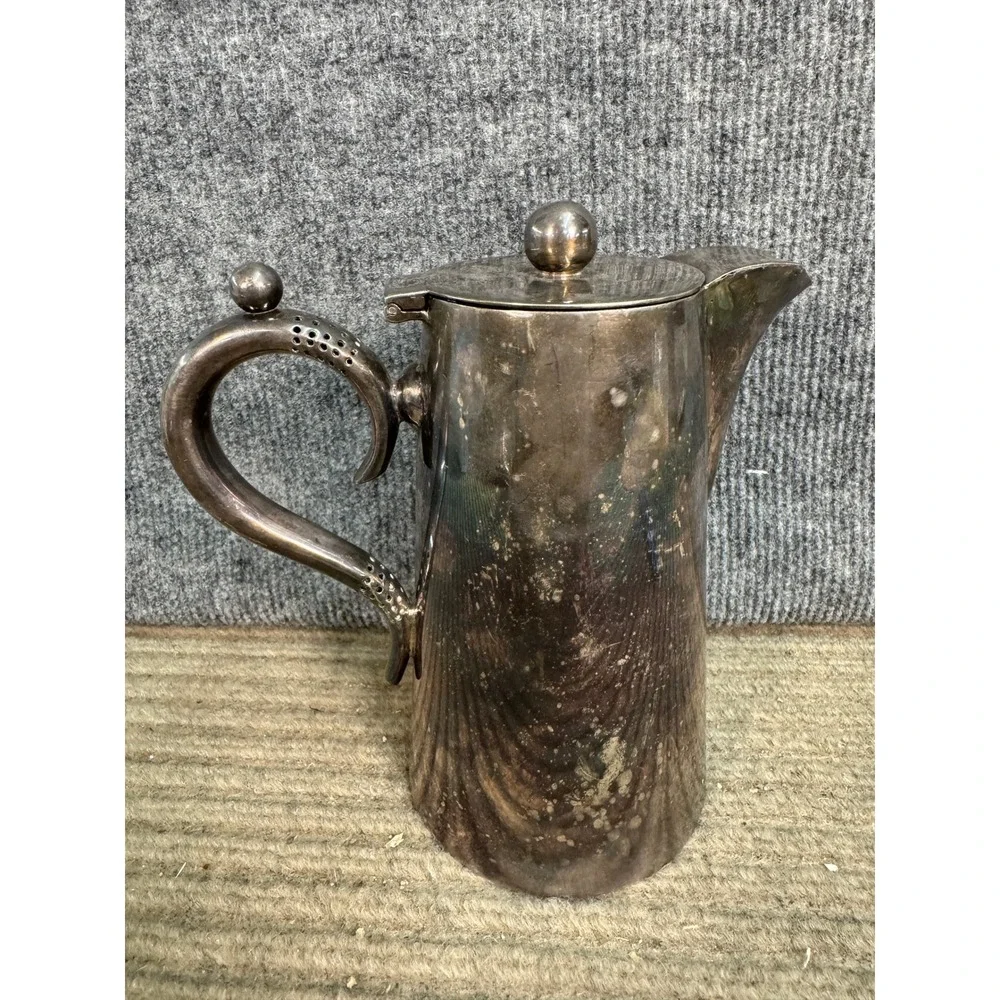 George G Honour London Nickel Silver Coffee Pot Pitcher Vintage Hallmarked